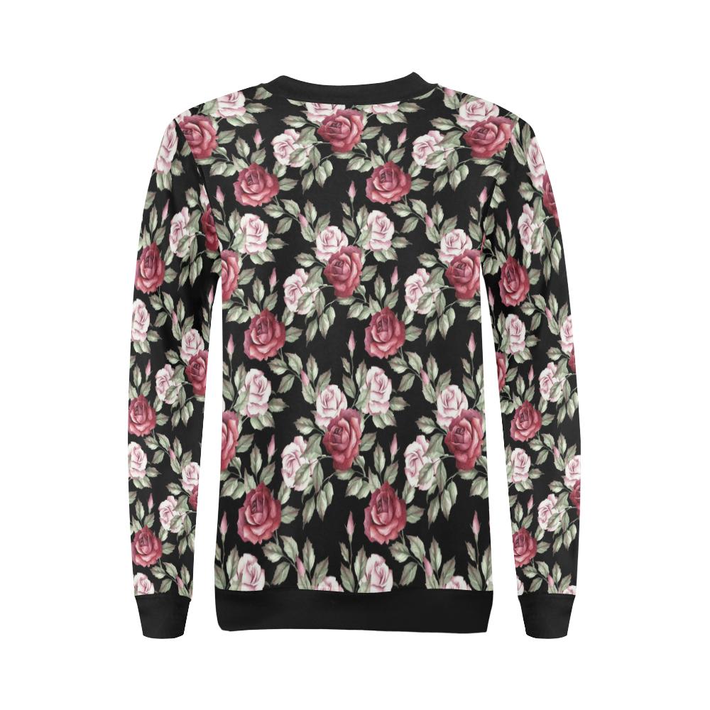 Rose Red Pink Pattern Print Design RO03 Women Long Sleeve Sweatshirt-JorJune