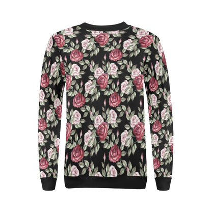 Rose Red Pink Pattern Print Design RO03 Women Long Sleeve Sweatshirt-JorJune