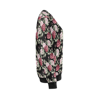 Rose Red Pink Pattern Print Design RO03 Women Long Sleeve Sweatshirt-JorJune