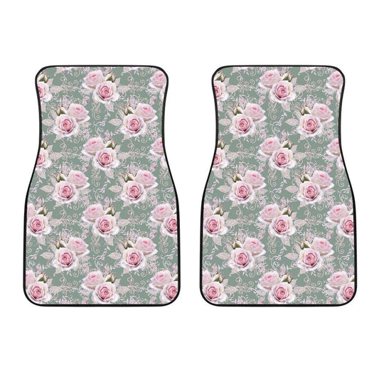 Rose White Pattern Print Design RO012 Car Floor Mats-JORJUNE.COM