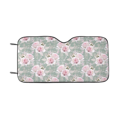 Rose White Pattern Print Design RO012 Car Sun Shade-JorJune
