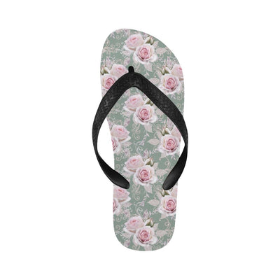 Rose White Pattern Print Design RO012 Flip Flops-JorJune