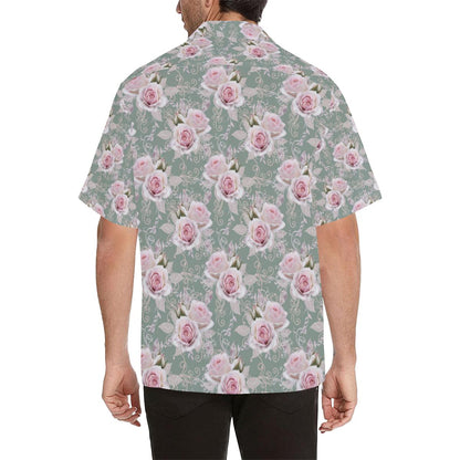 Rose White Pattern Print Design RO012 Men Hawaiian Shirt-JorJune