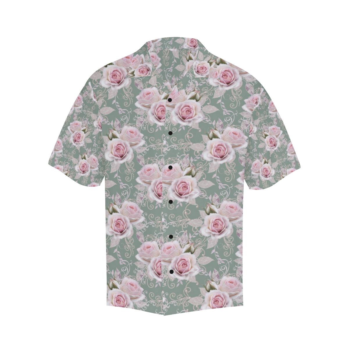 Rose White Pattern Print Design RO012 Men Hawaiian Shirt-JorJune
