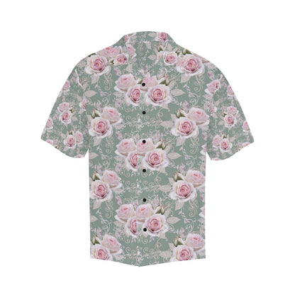 Rose White Pattern Print Design RO012 Men Hawaiian Shirt-JorJune