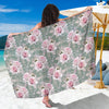 Rose White Pattern Print Design RO012 Sarong Pareo Wrap-JORJUNE.COM