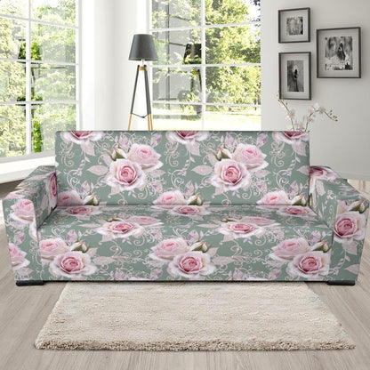 Rose White Pattern Print Design RO012 Sofa Slipcover-JORJUNE.COM