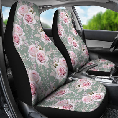 Rose White Pattern Print Design RO012 Universal Fit Car Seat Covers-JorJune