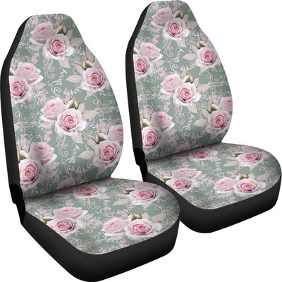 Rose White Pattern Print Design RO012 Universal Fit Car Seat Covers-JorJune