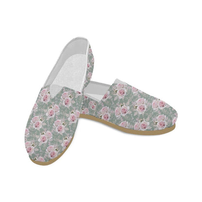 Rose White Pattern Print Design RO012 Women Casual Shoes-JorJune.com