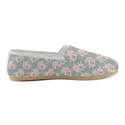 Rose White Pattern Print Design RO012 Women Casual Shoes-JorJune.com