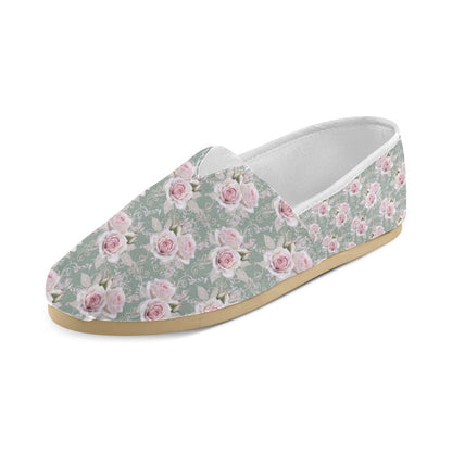 Rose White Pattern Print Design RO012 Women Casual Shoes-JorJune.com