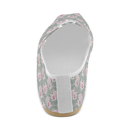 Rose White Pattern Print Design RO012 Women Casual Shoes-JorJune.com