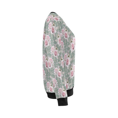 Rose White Pattern Print Design RO012 Women Long Sleeve Sweatshirt-JorJune
