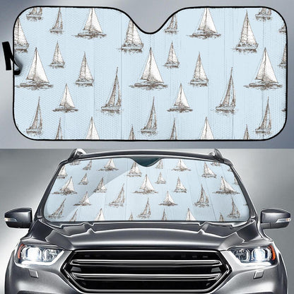 Sailing Ships Pattern Print Design A01 Car Sun Shades-JORJUNE.COM