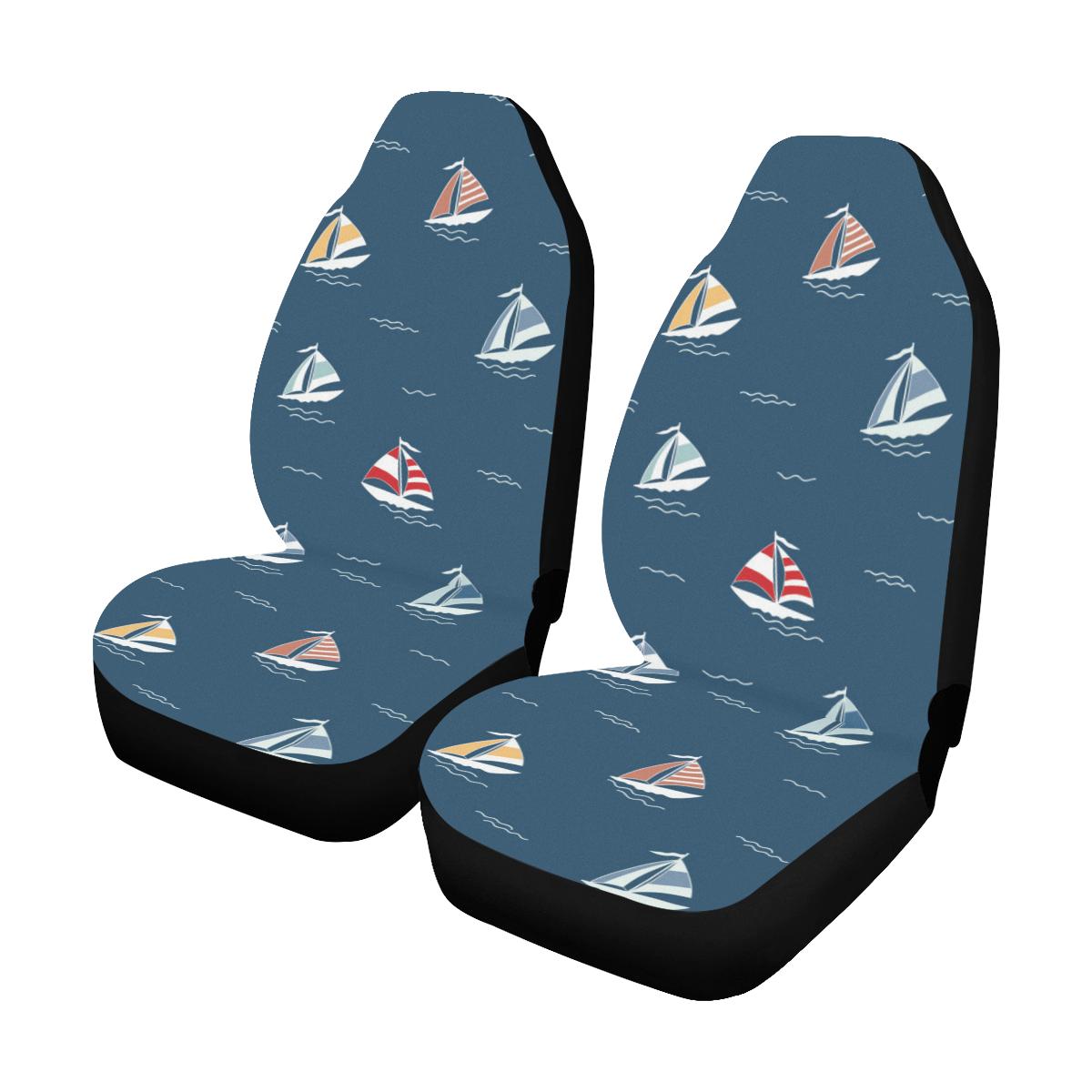 Sailing Ships Pattern Print Design A02 Car Seat Covers (Set of 2)-JORJUNE.COM