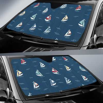 Sailing Ships Pattern Print Design A02 Car Sun Shades-JORJUNE.COM