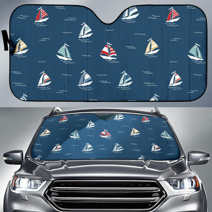 Sailing Ships Pattern Print Design A02 Car Sun Shades-JORJUNE.COM
