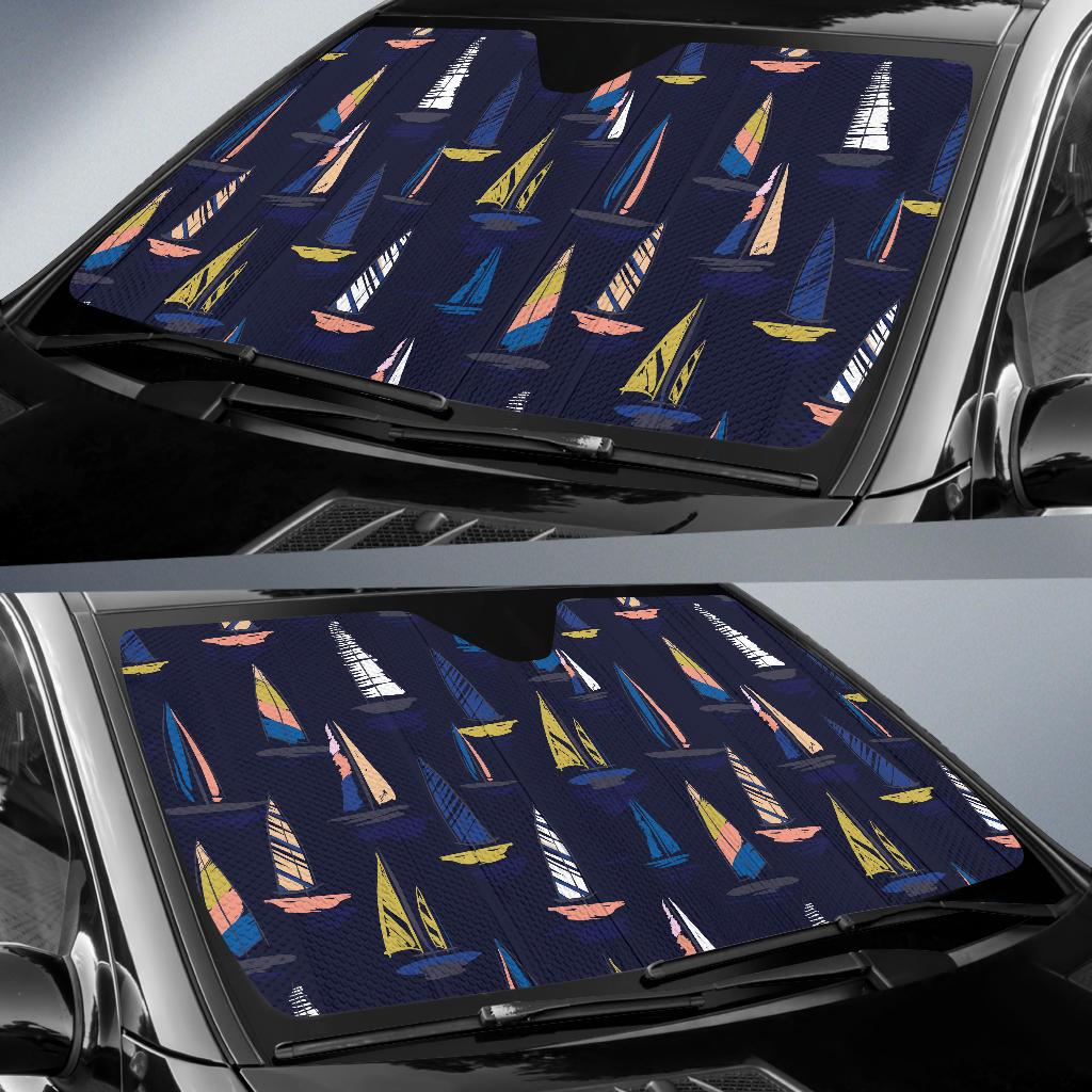Sailing Ships Pattern Print Design A03 Car Sun Shades-JORJUNE.COM