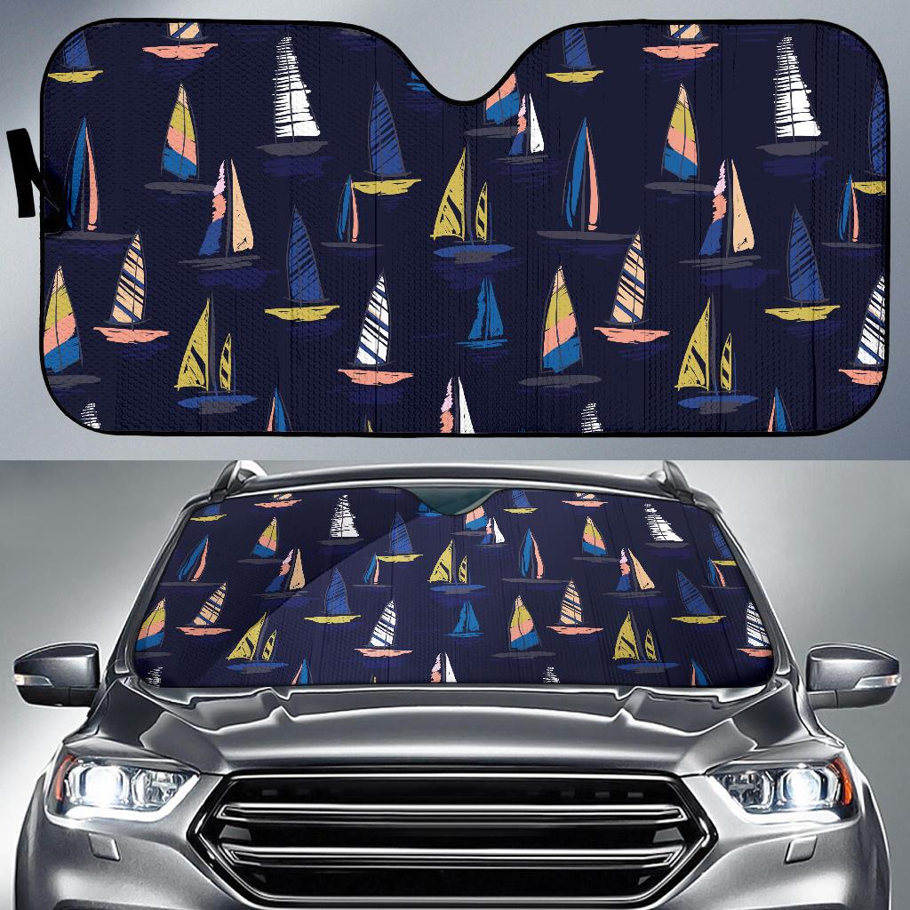 Sailing Ships Pattern Print Design A03 Car Sun Shades-JORJUNE.COM