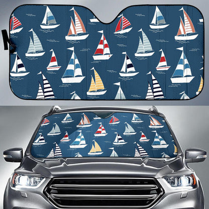 Sailing Ships Pattern Print Design A04 Car Sun Shades-JORJUNE.COM