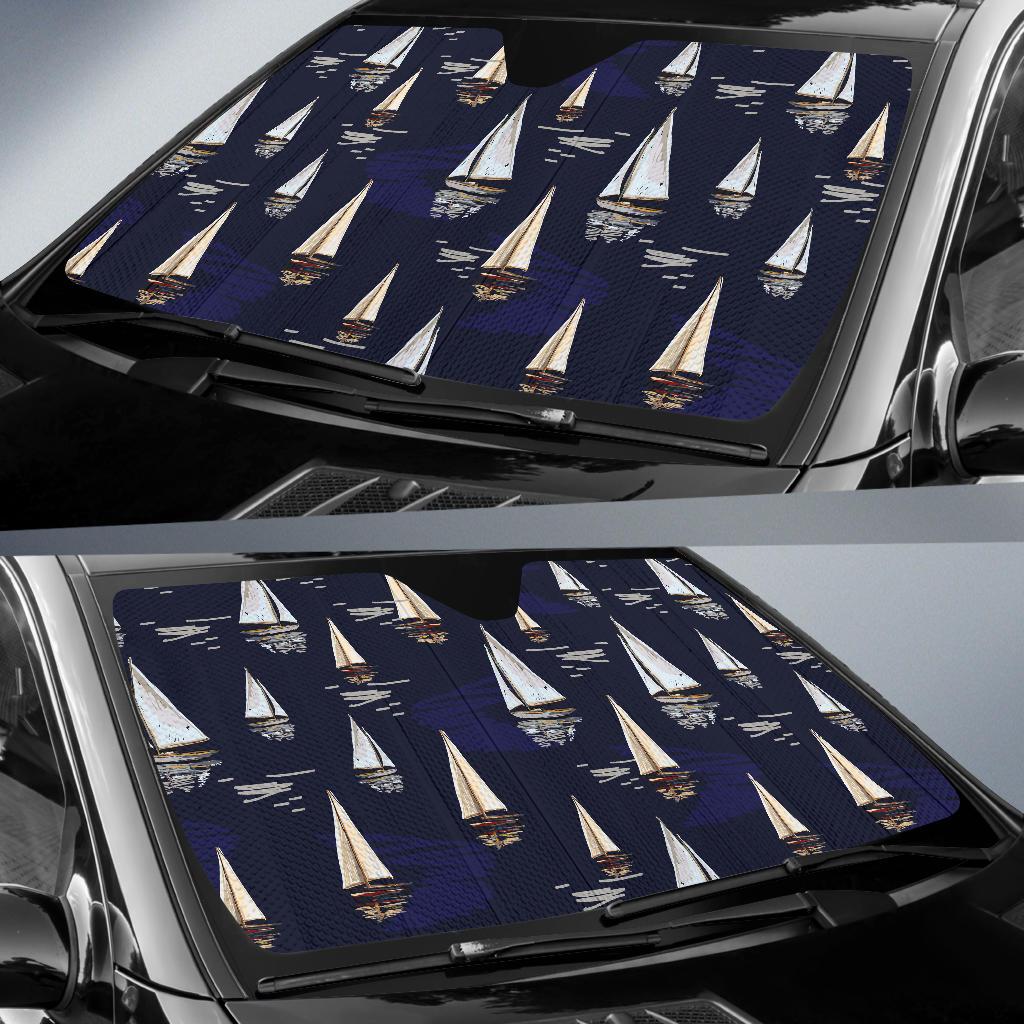 Sailing Ships Pattern Print Design A05 Car Sun Shades-JORJUNE.COM