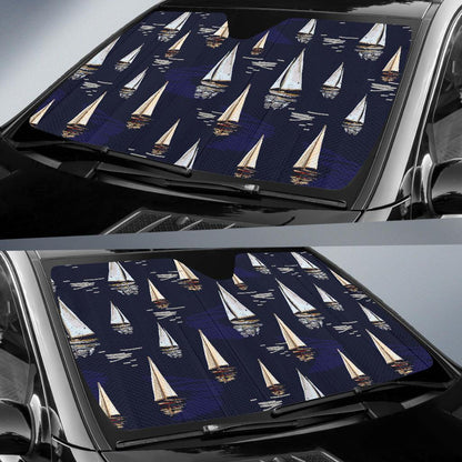 Sailing Ships Pattern Print Design A05 Car Sun Shades-JORJUNE.COM