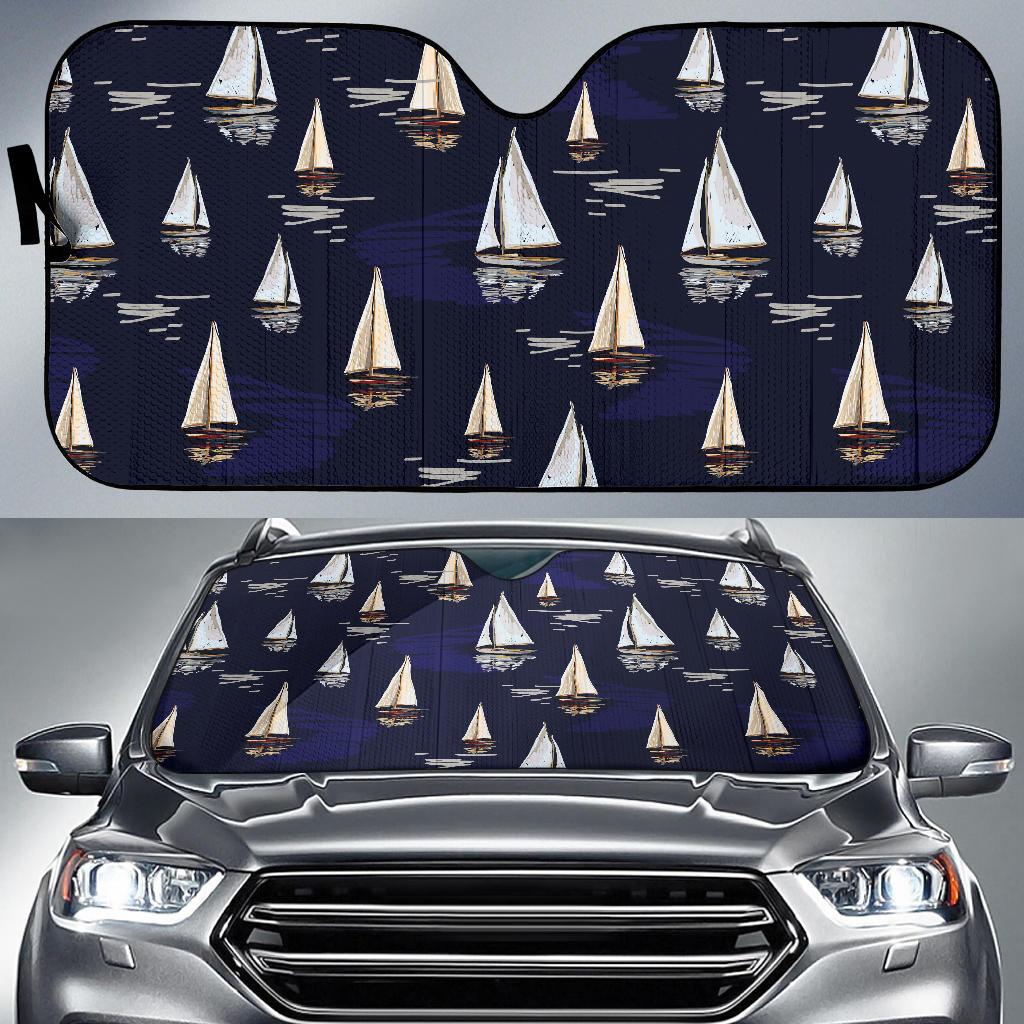 Sailing Ships Pattern Print Design A05 Car Sun Shades-JORJUNE.COM