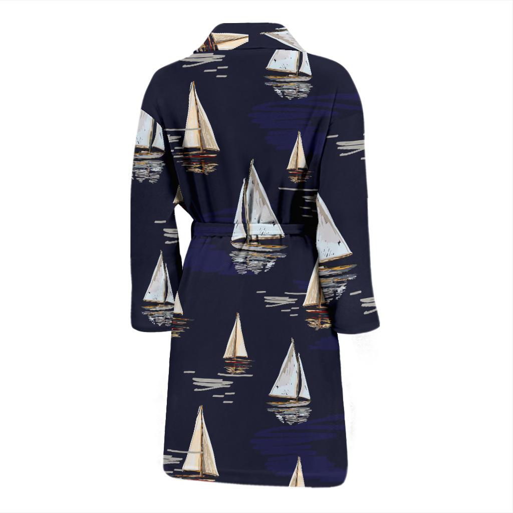 Sailing Ships Pattern Print Design A05 Men Bathrobe-JORJUNE.COM