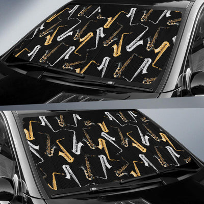 Saxophone Pattern Print Design 01 Car Sun Shades-JORJUNE.COM