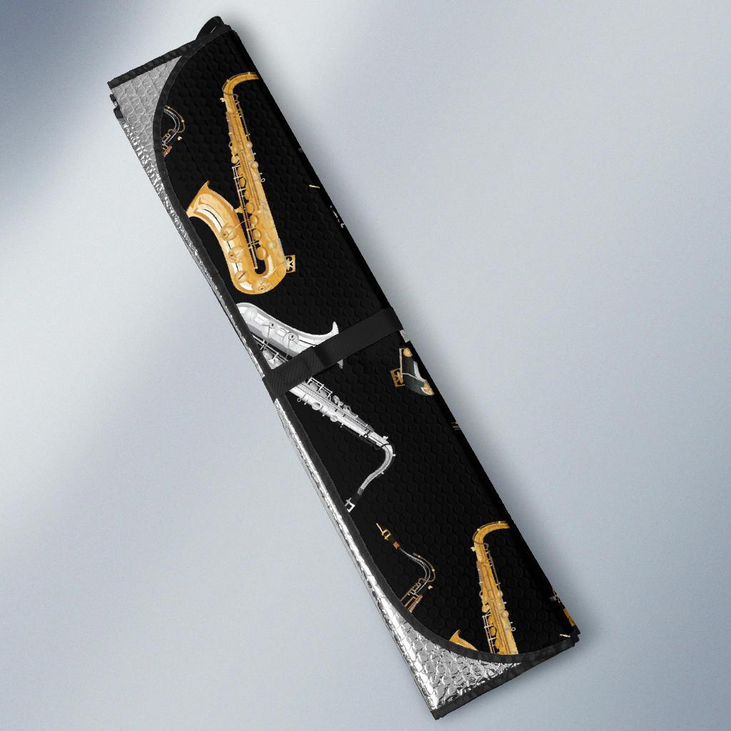 Saxophone Pattern Print Design 01 Car Sun Shades-JORJUNE.COM