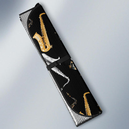 Saxophone Pattern Print Design 01 Car Sun Shades-JORJUNE.COM
