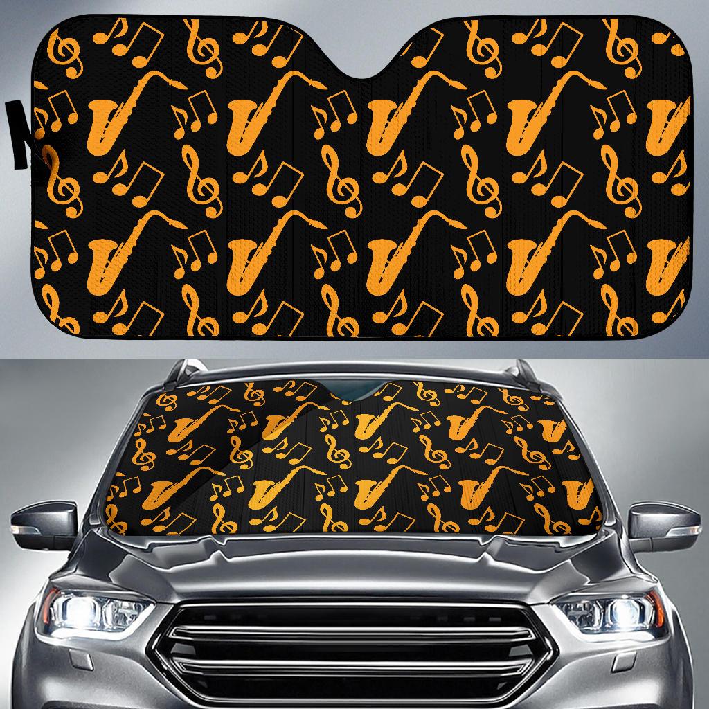 Saxophone Pattern Print Design 02 Car Sun Shades-JORJUNE.COM