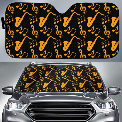 Saxophone Pattern Print Design 02 Car Sun Shades-JORJUNE.COM