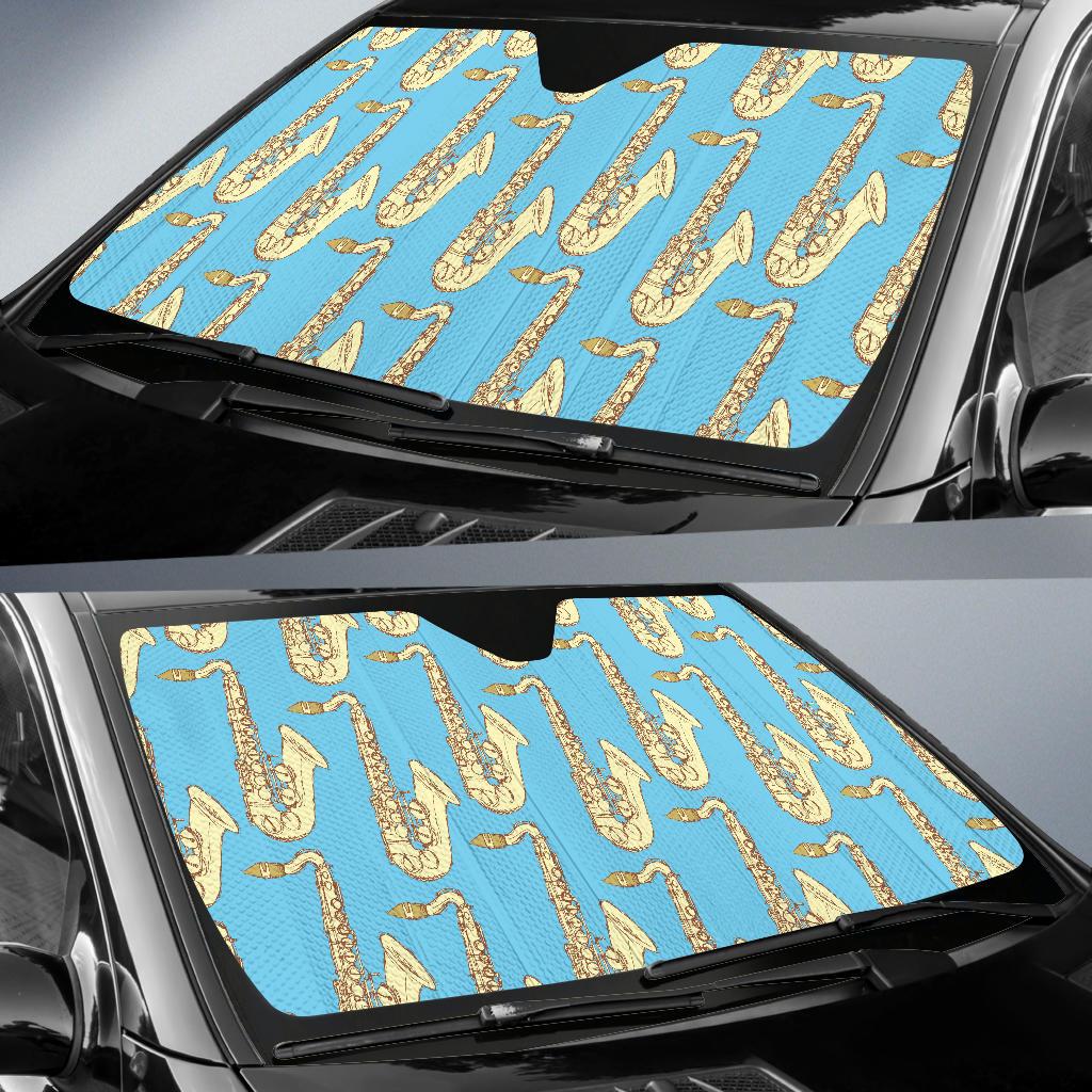 Saxophone Pattern Print Design 03 Car Sun Shades-JORJUNE.COM