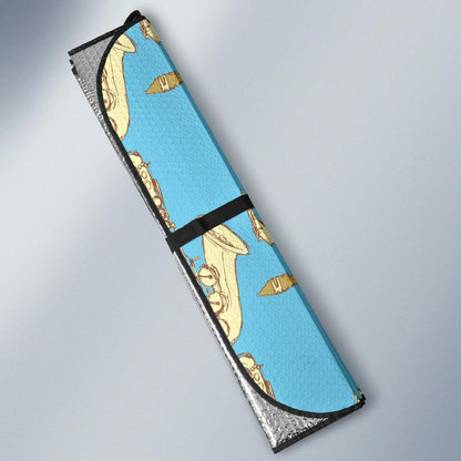 Saxophone Pattern Print Design 03 Car Sun Shades-JORJUNE.COM