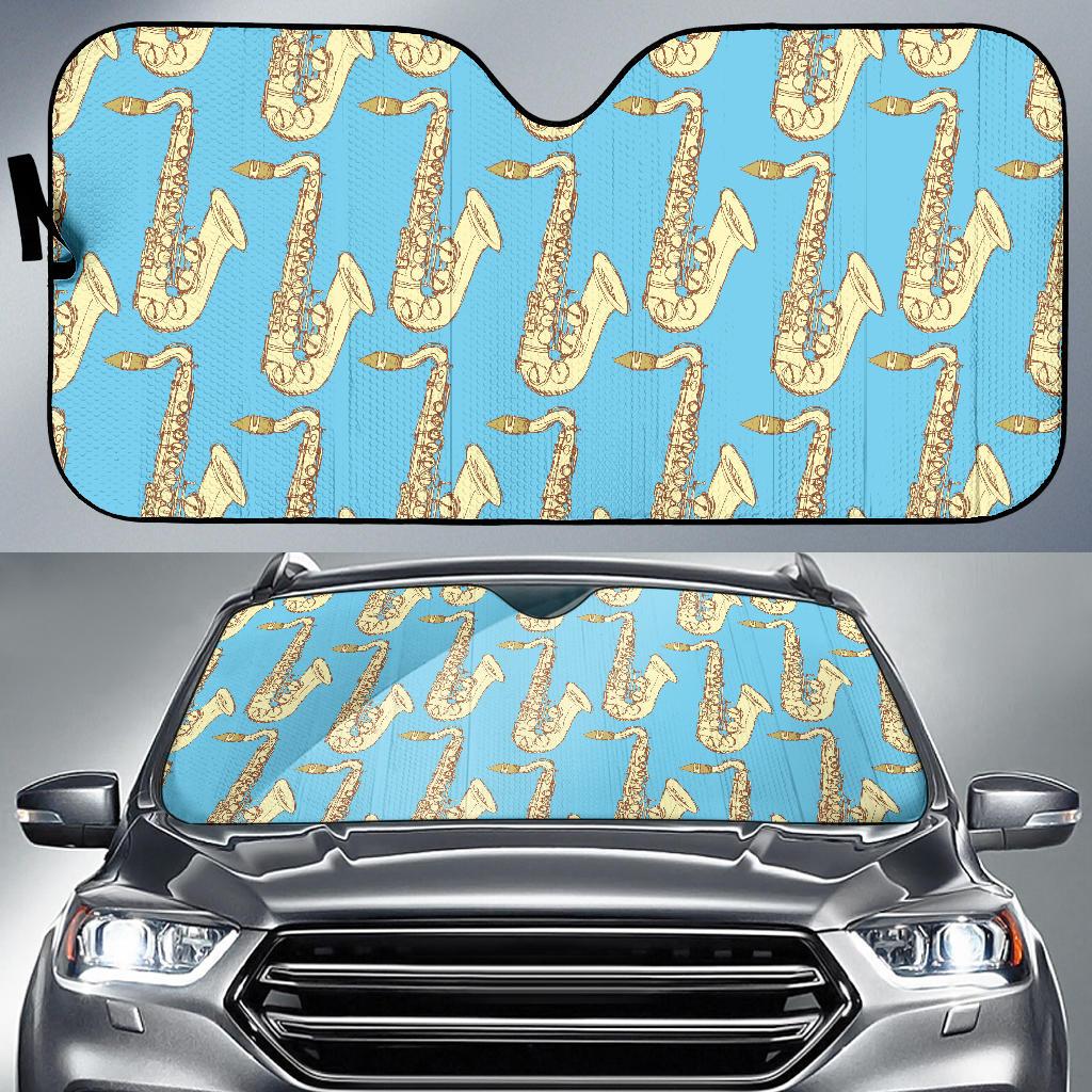Saxophone Pattern Print Design 03 Car Sun Shades-JORJUNE.COM