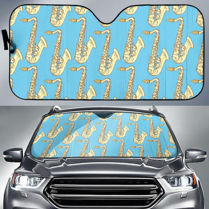 Saxophone Pattern Print Design 03 Car Sun Shades-JORJUNE.COM