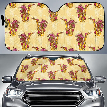 Saxophone Pattern Print Design 04 Car Sun Shades-JORJUNE.COM