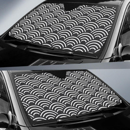 Scales Black White Pattern Print Design 03 Car Sun Shades-JORJUNE.COM