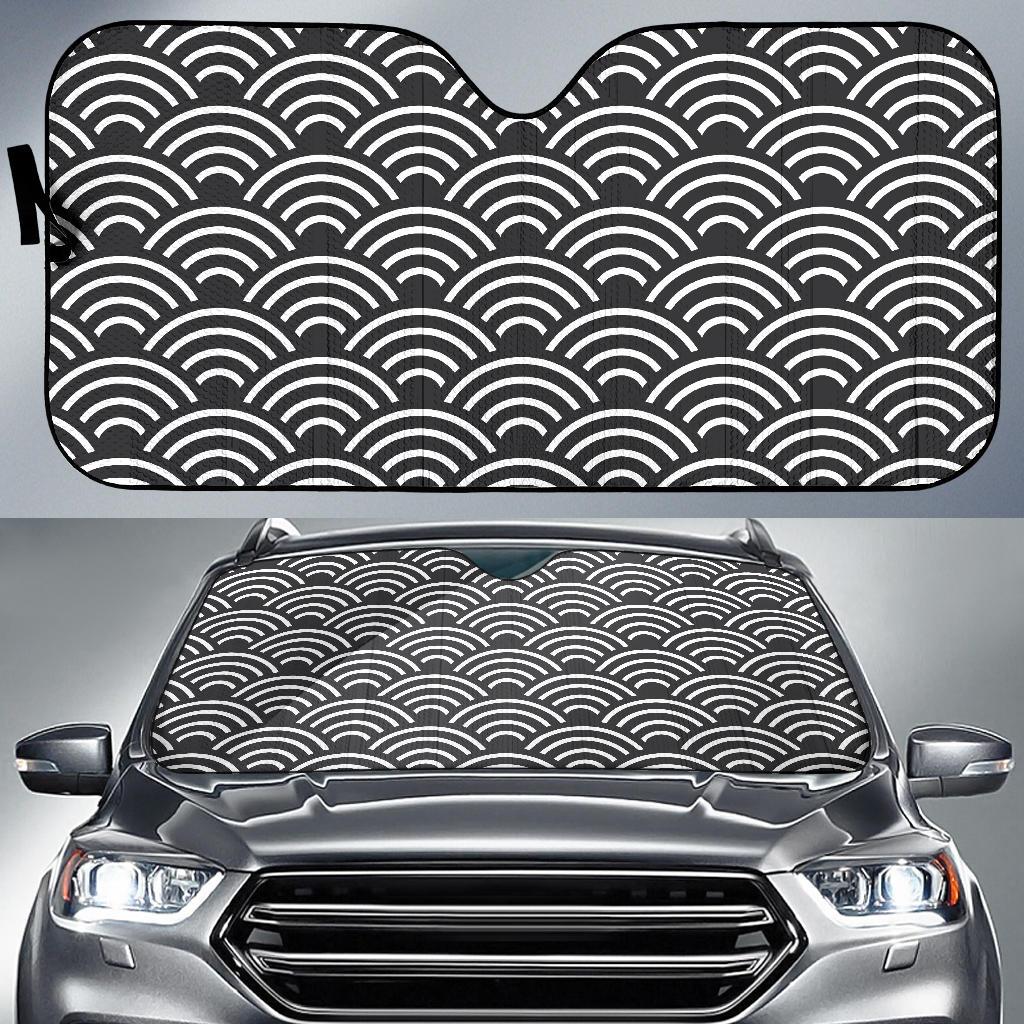 Scales Black White Pattern Print Design 03 Car Sun Shades-JORJUNE.COM
