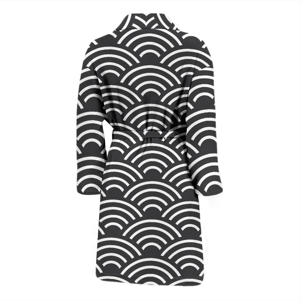 Scales Black White Pattern Print Design 03 Men Bathrobe-JORJUNE.COM