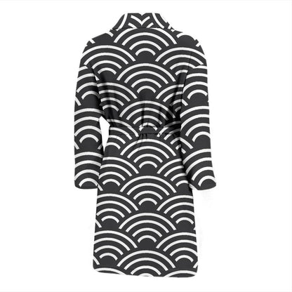 Scales Black White Pattern Print Design 03 Men Bathrobe-JORJUNE.COM