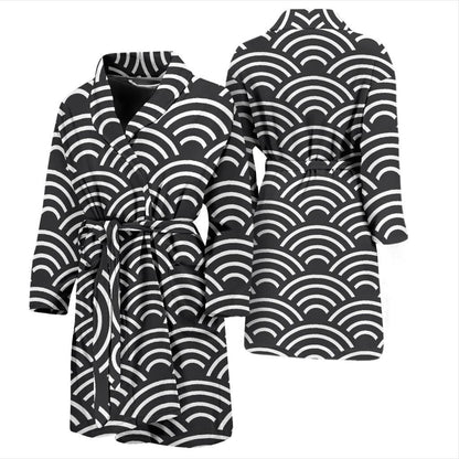 Scales Black White Pattern Print Design 03 Men Bathrobe-JORJUNE.COM