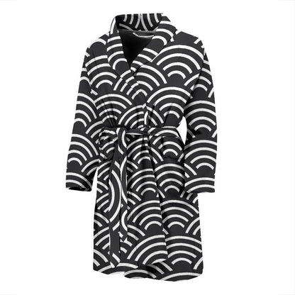 Scales Black White Pattern Print Design 03 Men Bathrobe-JORJUNE.COM