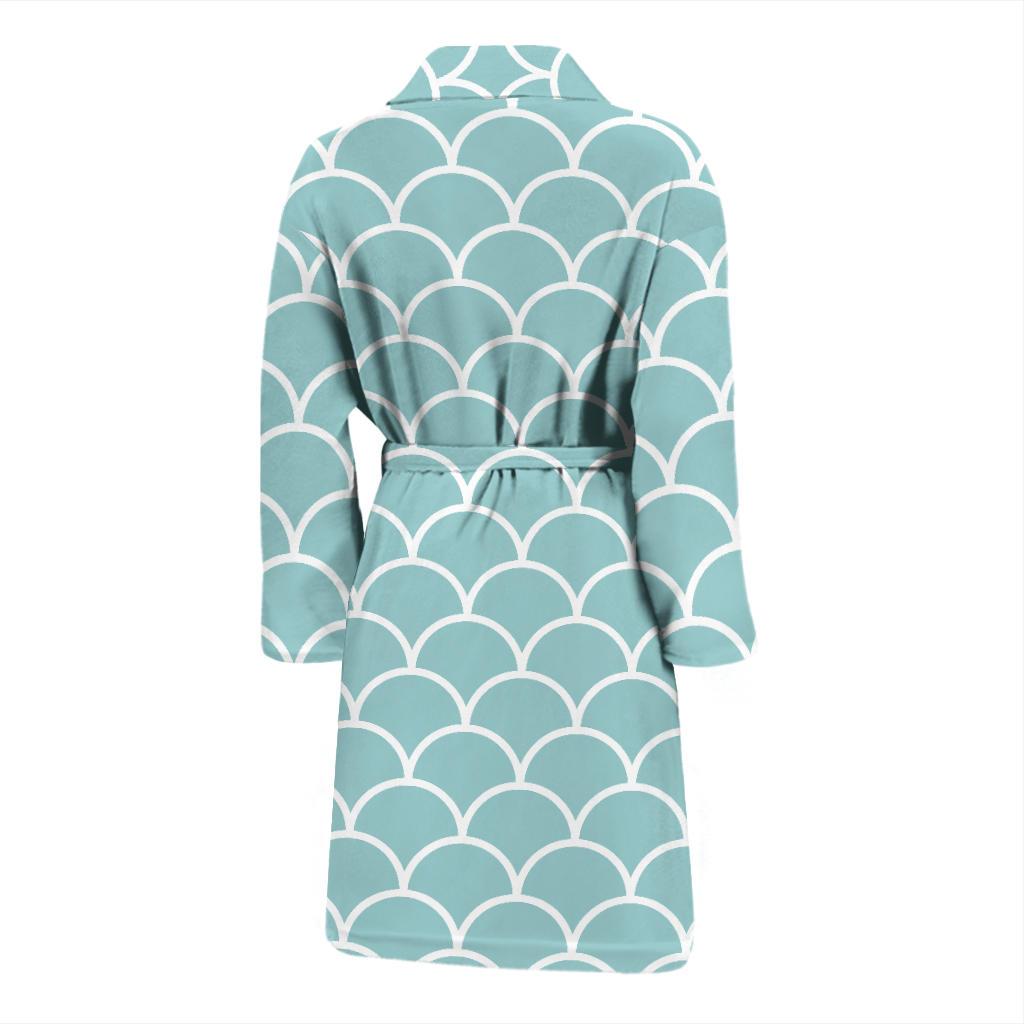 Scales Teal Pattern Print Design 02 Men Bathrobe-JORJUNE.COM