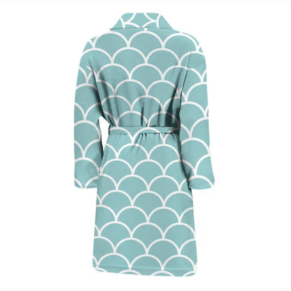Scales Teal Pattern Print Design 02 Men Bathrobe-JORJUNE.COM