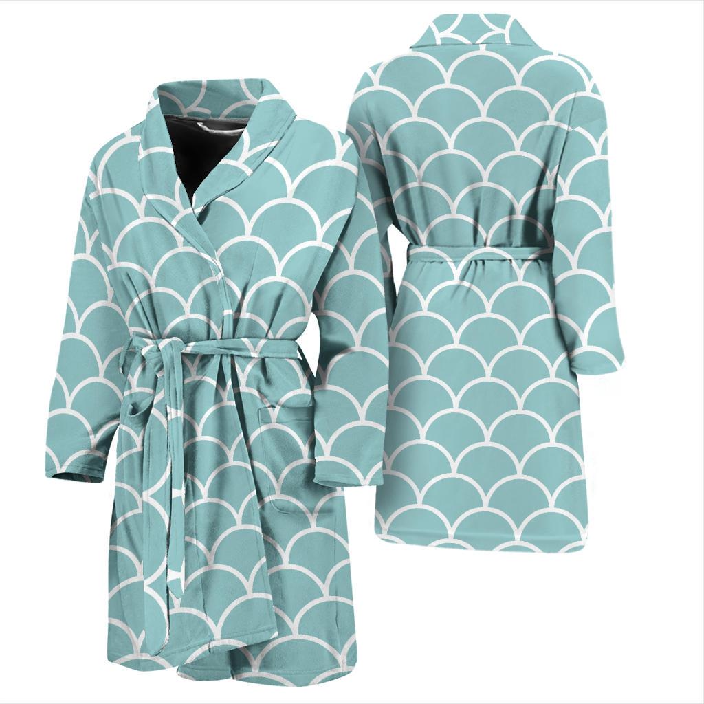 Scales Teal Pattern Print Design 02 Men Bathrobe-JORJUNE.COM