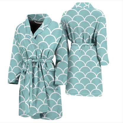 Scales Teal Pattern Print Design 02 Men Bathrobe-JORJUNE.COM