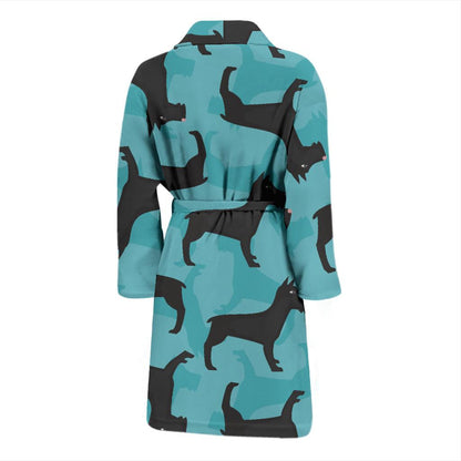 Schnauzers Pattern Print Design A01 Men Bathrobe-JORJUNE.COM